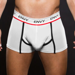 Envy Logo Low-Rise Mesh Trunk White Main - Aphrodite's Pleasure