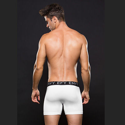 Envy Logo Microfibre Low-Rise Boxer White Back - Aphrodite's Pleasure