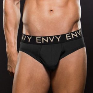 Envy Logo Microfibre Low-Rise Brief Black Main - Aphrodite's Pleasure