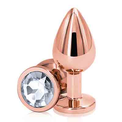 Rear Assets Clear Round Medium Plug - Rose Gold - Aphrodite's Pleasure